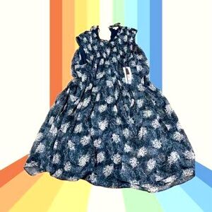 Joie Baltic Print Navy Chiffon Sleeveless Midi Dress